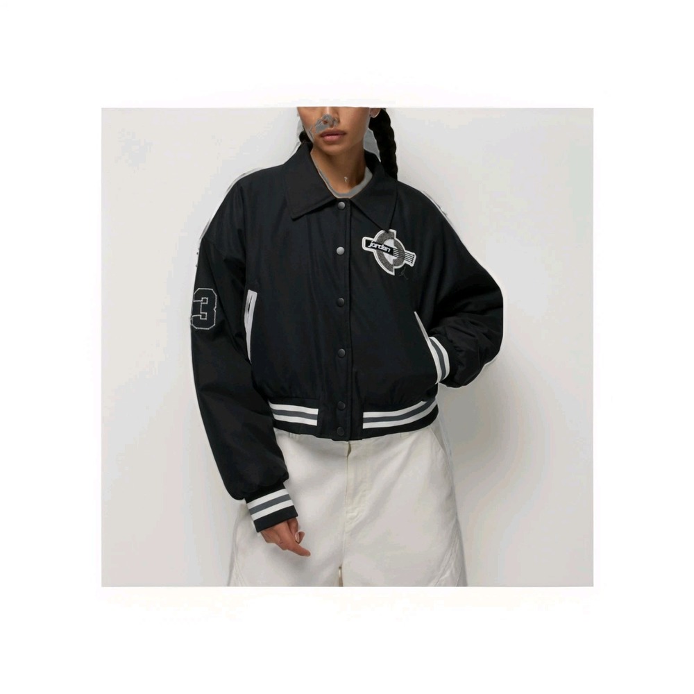 Jordan-(WMNS) Air Jordan Brooklyn Therma-Fit Varsity Jacket 'Black' Sz M